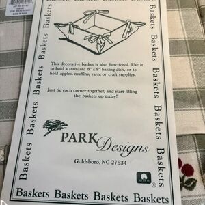 Basket ~ Gingham Green & Cherry 🍒 Fabric 8 x 8 Basket NWT